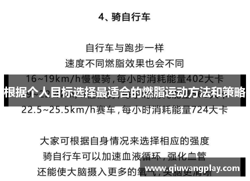 根据个人目标选择最适合的燃脂运动方法和策略